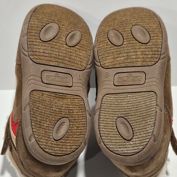 Sesame Street Elmo Brown Faux Suede Toddler Boots Size 8 Fleece Lined - Picture 4 of 9